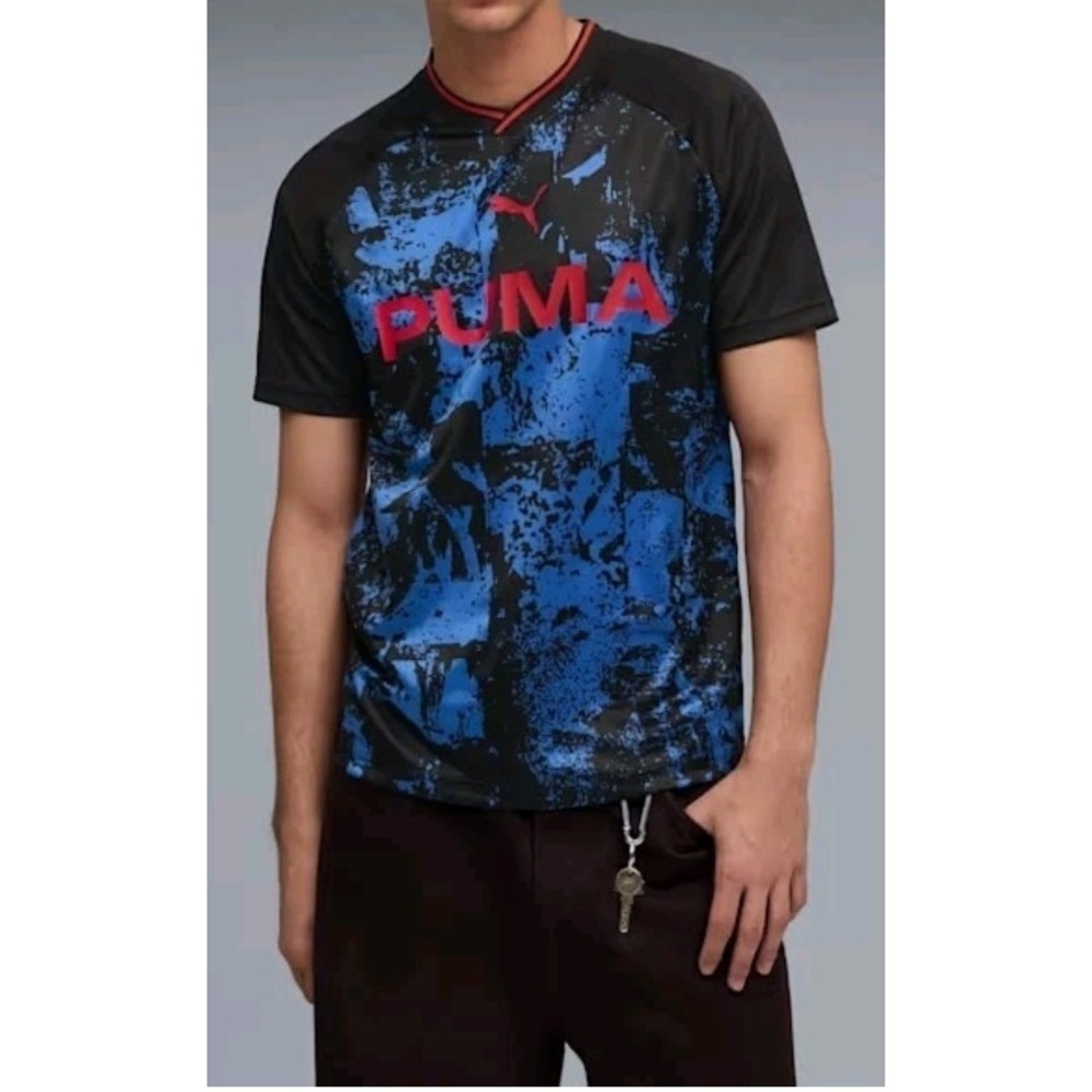 PUMA Essentials Men Patterned Performance AthleisureStreetwear Jersey Shirt S